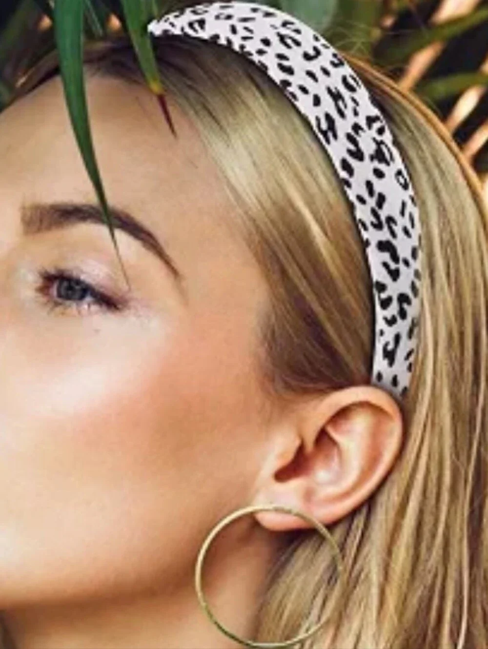 Leopard Print Padded Headband - White & Black
